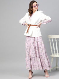 SASSAFRAS Women Pink & Green Printed Maxi Dress