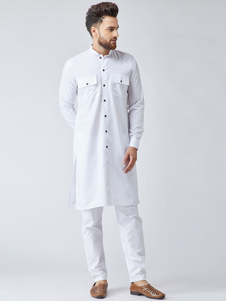 SOJANYA Lelaki Putih Solid Pathani Kurta
