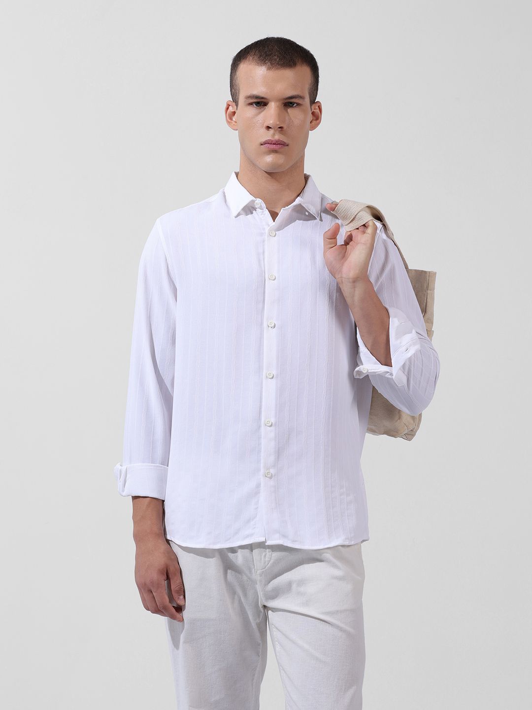 The Indian Garage Co Men Regular Fit Textured Resort Wear Shirt