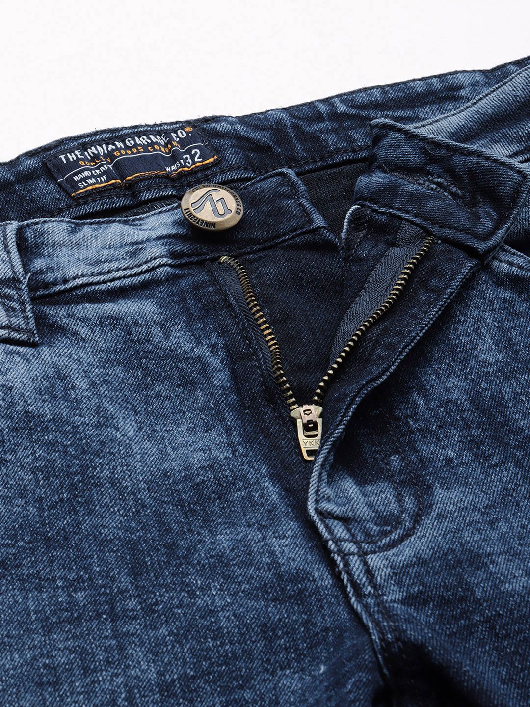 The Indian Garage Co Men Navy Blue Skinny Fit Heavy Fade Stretchable Jeans