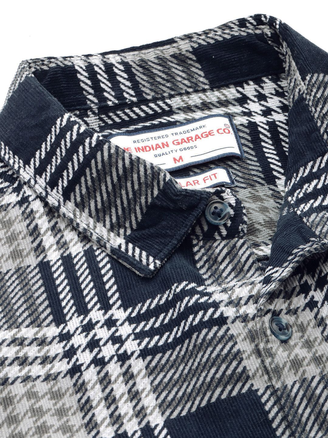 The Indian Garage Co Checked Corduroy Pure Cotton Casual Shirt