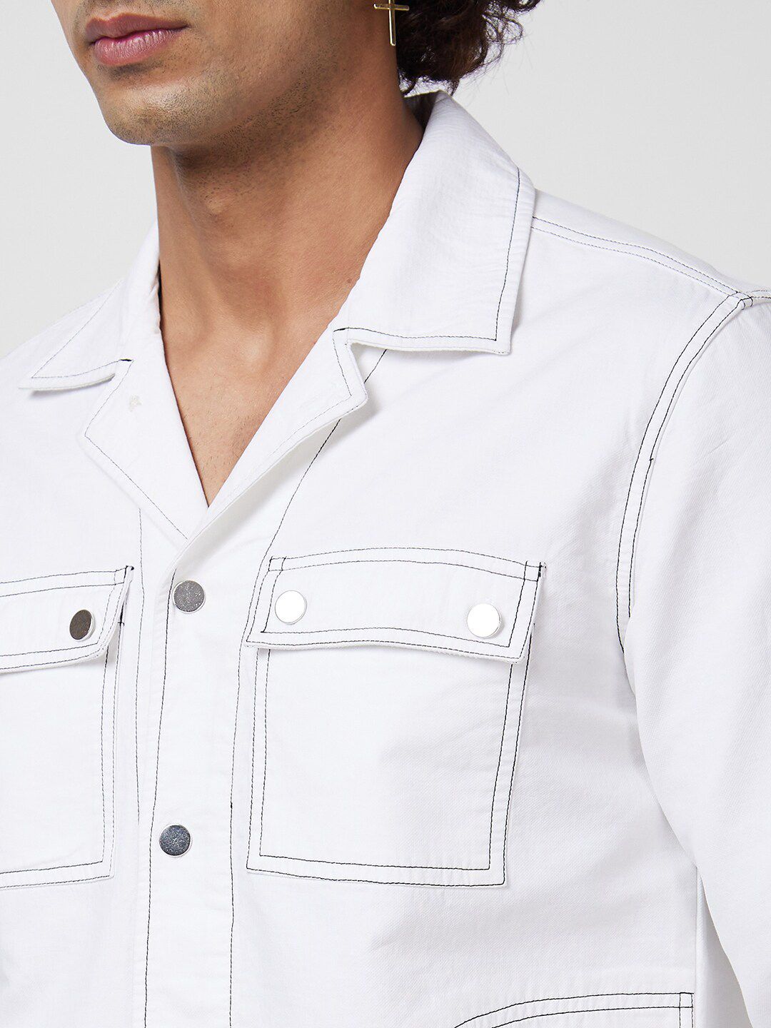 VASTRADO Classic Slim Fit Cuban Collar Casual Shacket