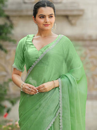 Saree mall Embellished Beads and Stones Organza Sarees