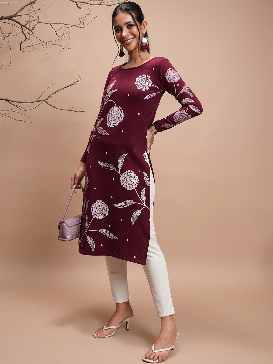 Vishudh Winter Floral Printed Kurta