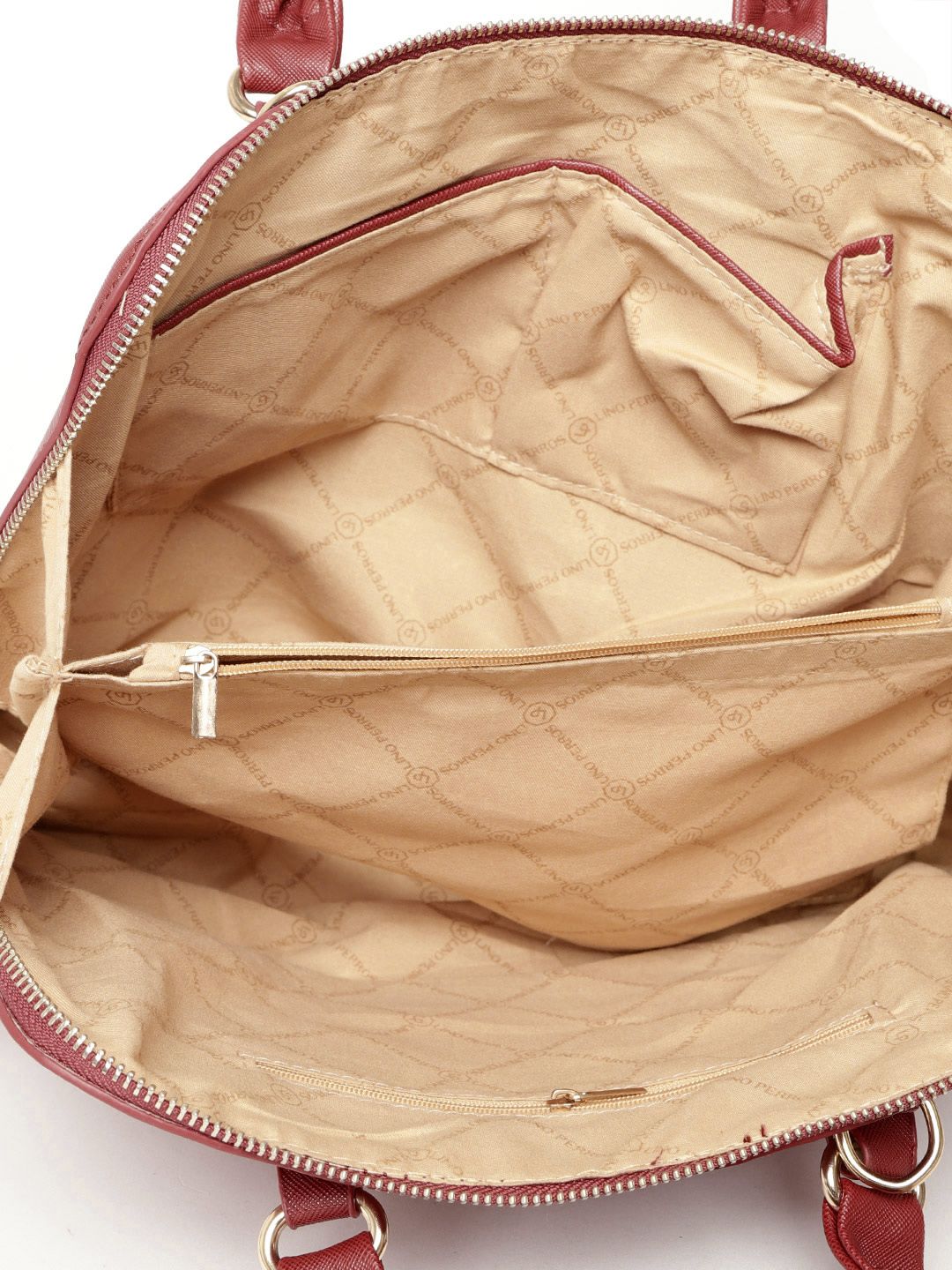 Lino Perros Red Solid Handheld Bag with Detachable Sling Strap