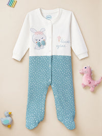 Nauti Nati Infants Printed Pure Cotton Round Neck Long Sleeve Romper