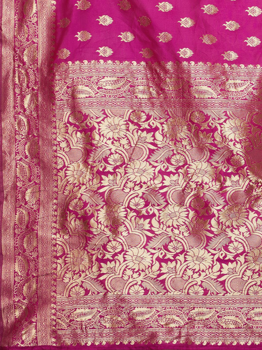 KALINI Ethnic Motifs Woven Designed Zari Banarasi Saree