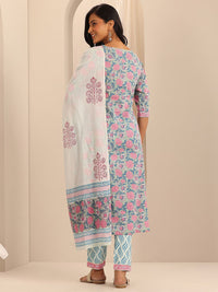 Libas Printed Regular Gotta Patti Pure Cotton Straight Kurta with Trousers & Dupatta