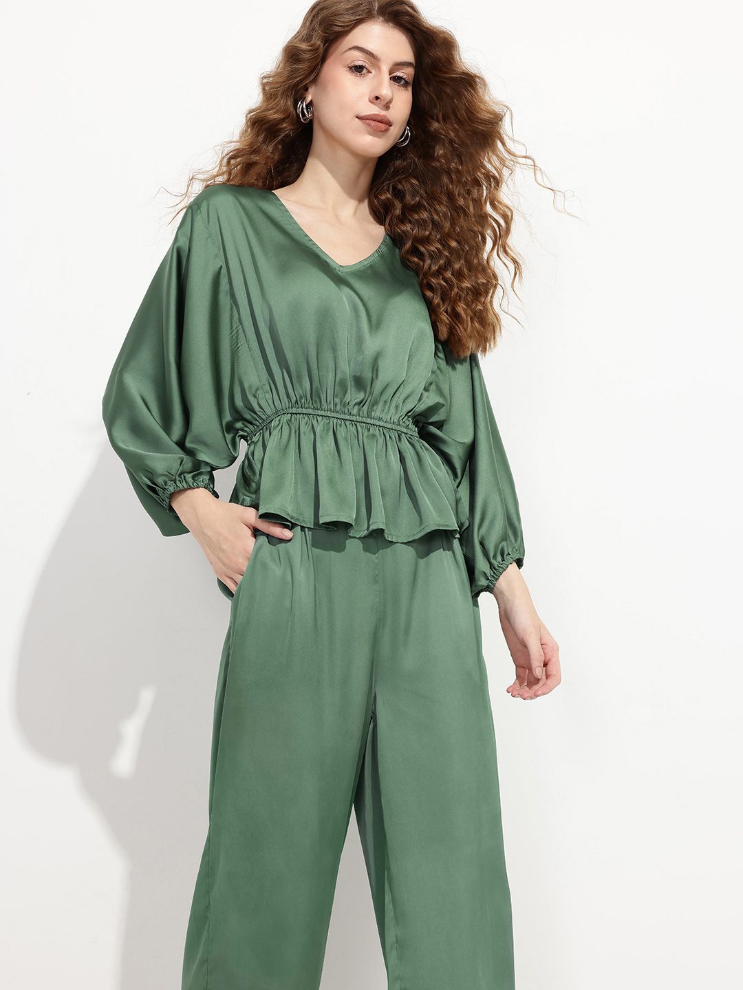 DressBerry Snatched Waist Satin Top