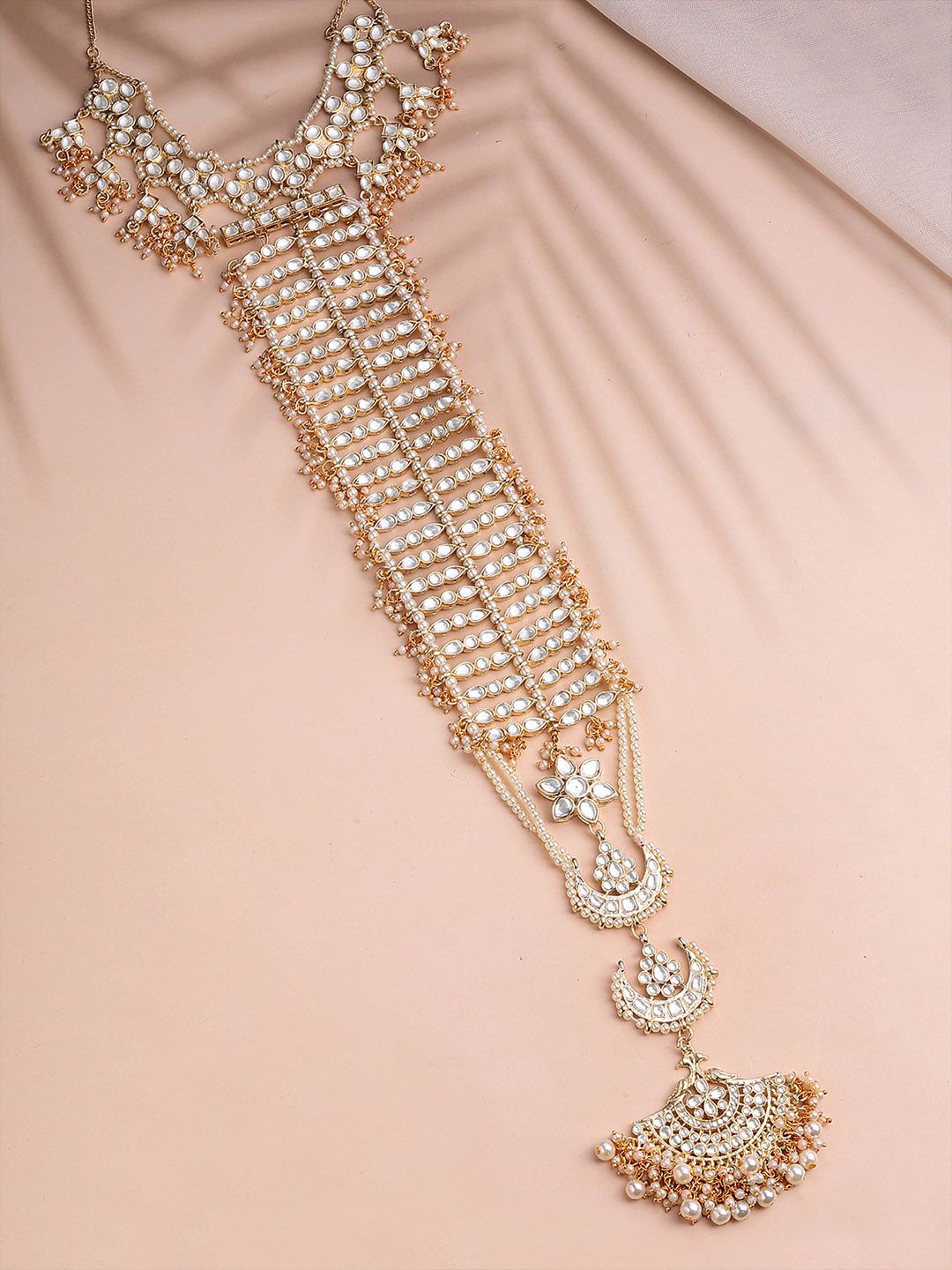 Karatcart Gold-Plated Kundan Studded & Beaded Choti