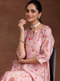 Libas Women Floral Printed Pleated Beads and Stones Kurta with Trousers