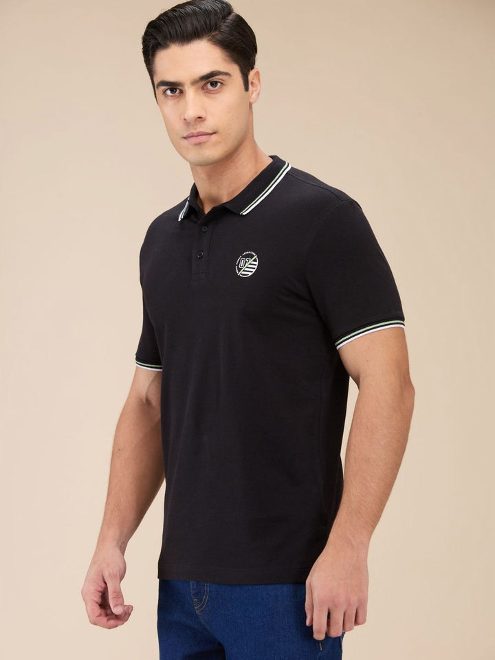 Being Human Men Solid Polo Collar Cotton T-Shirt