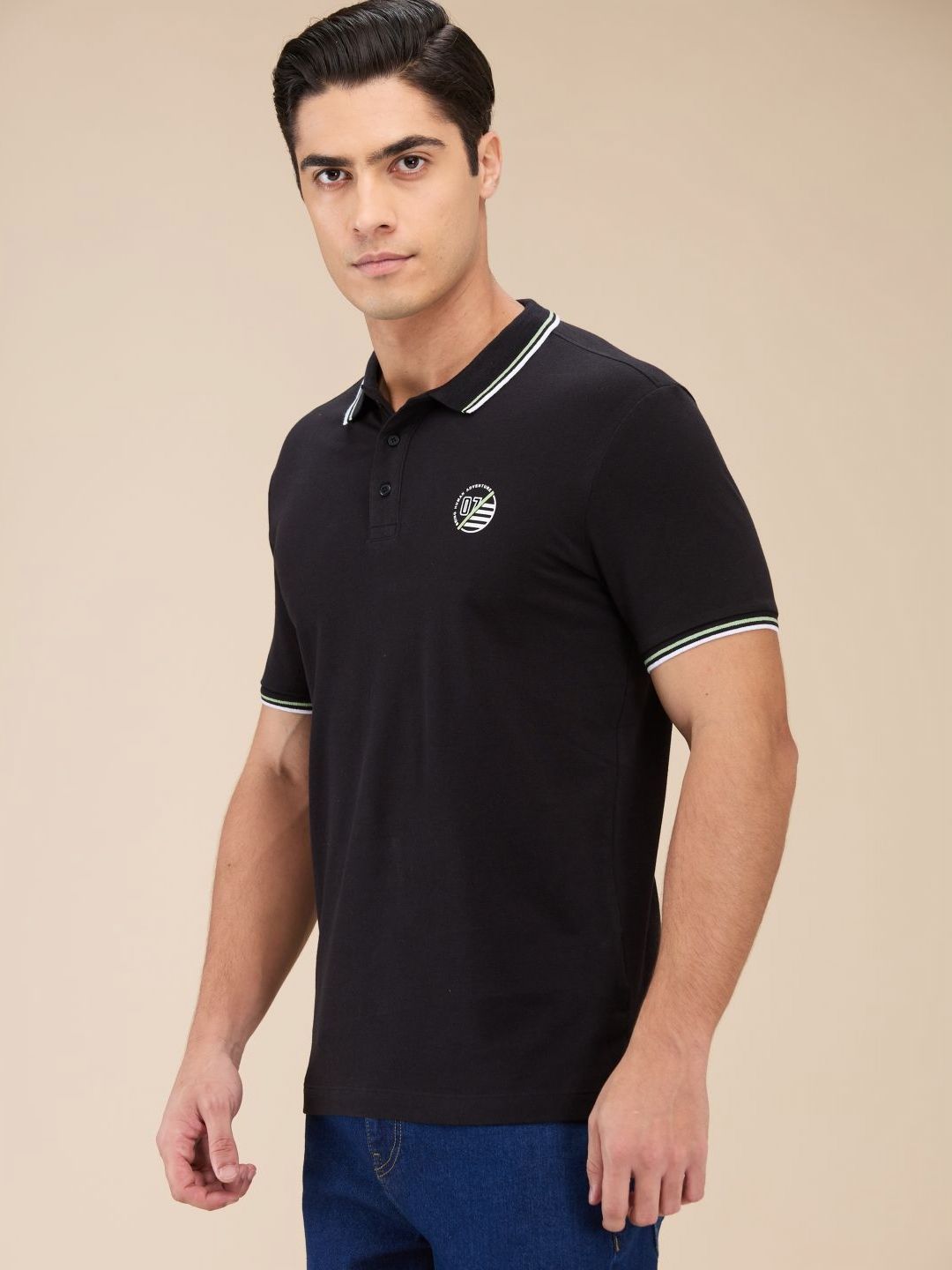 Being Human Men Solid Polo Collar Cotton T-Shirt