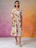 Sanskrutihomes Wanita Bercetak Fit & Flare Midi Dress