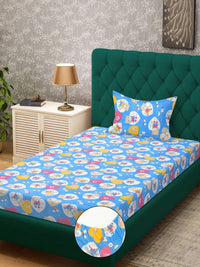 Myntra Elegant Homes Bercetak Biru 400 TC Cotton Set Cadar Bujang 2.25 m x 1.50 m