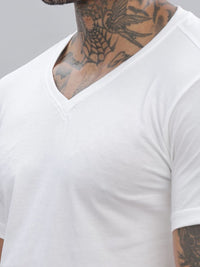 ADRO Lelaki Solid V-Neck Cotton T-shirt