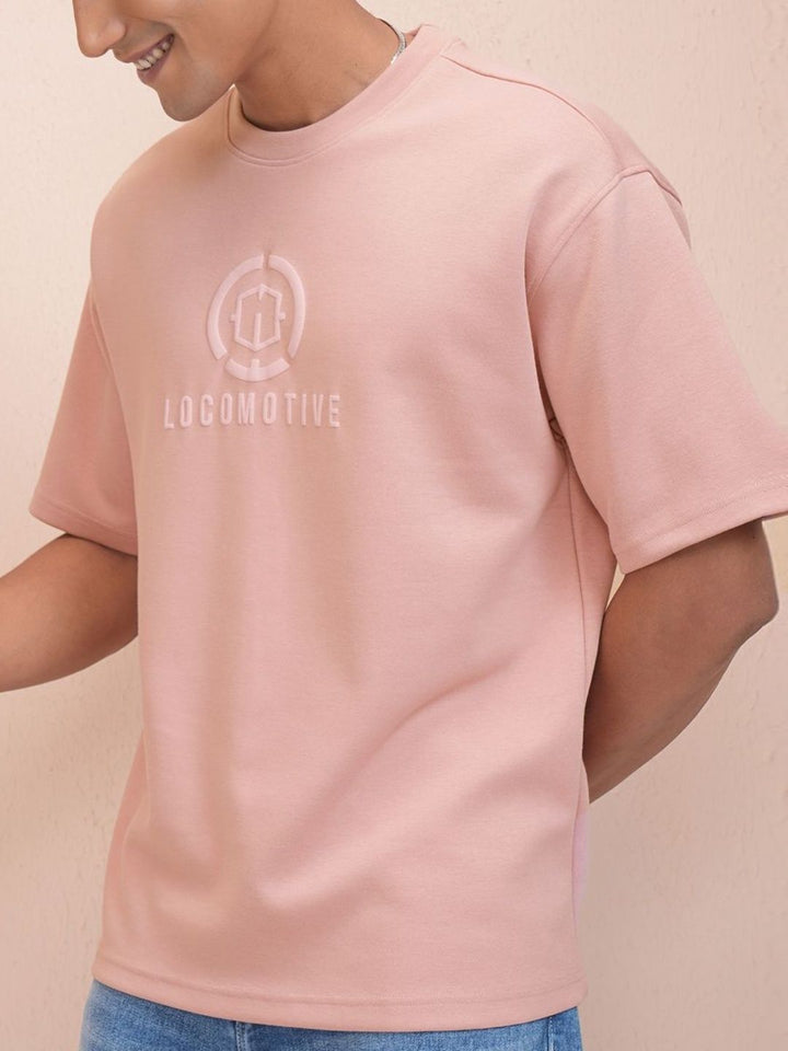 LOCOMOTIVE Premium Mens Roun Neck Brand Logo Oversized Tshirt
