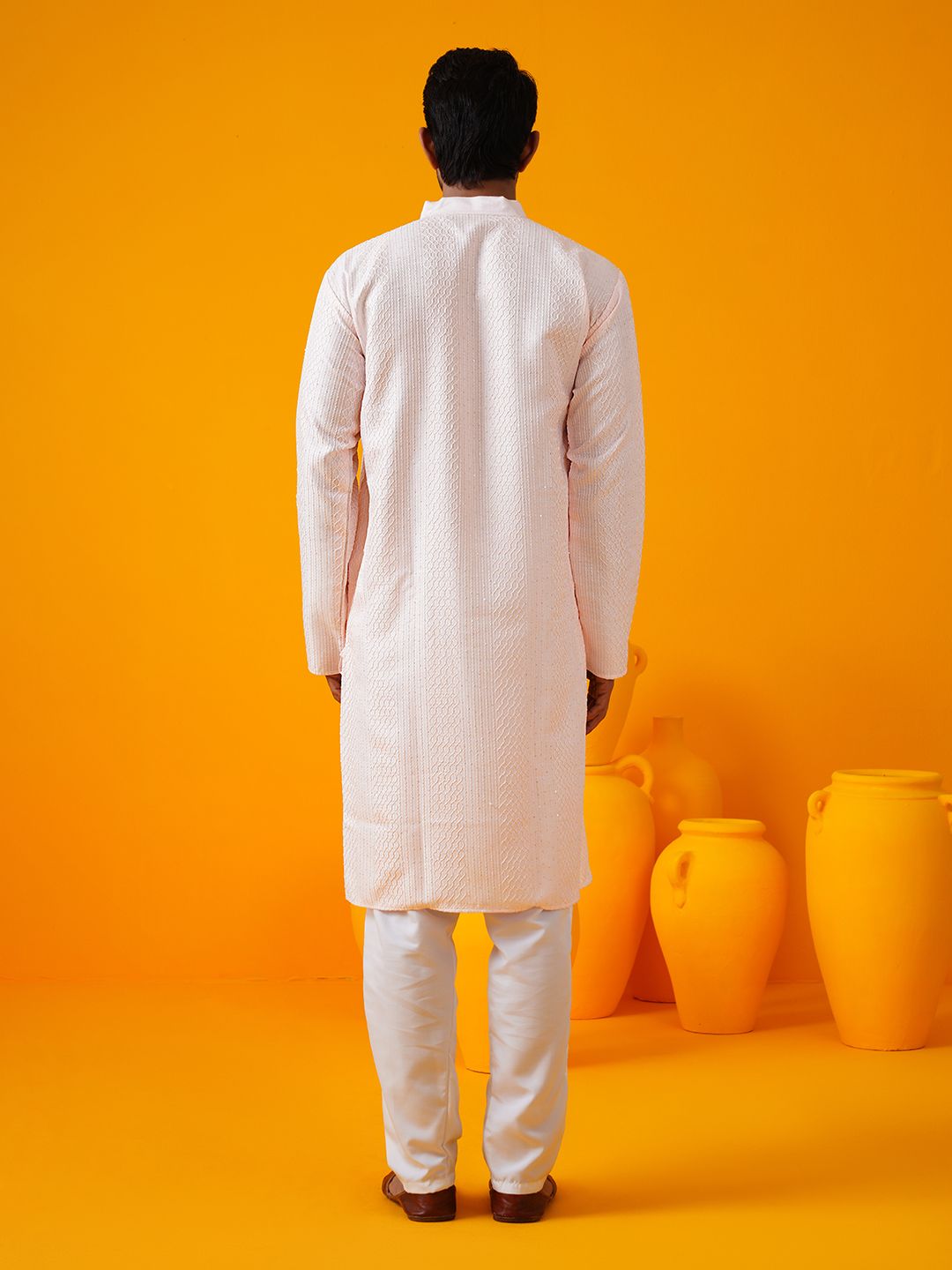 SOJANYA Band Collar Geometric Embroidered Straight Kurta