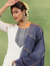 Libas Ethnic Motifs Embroidered Thread Work Straight Kurta With Trousers & Dupatta