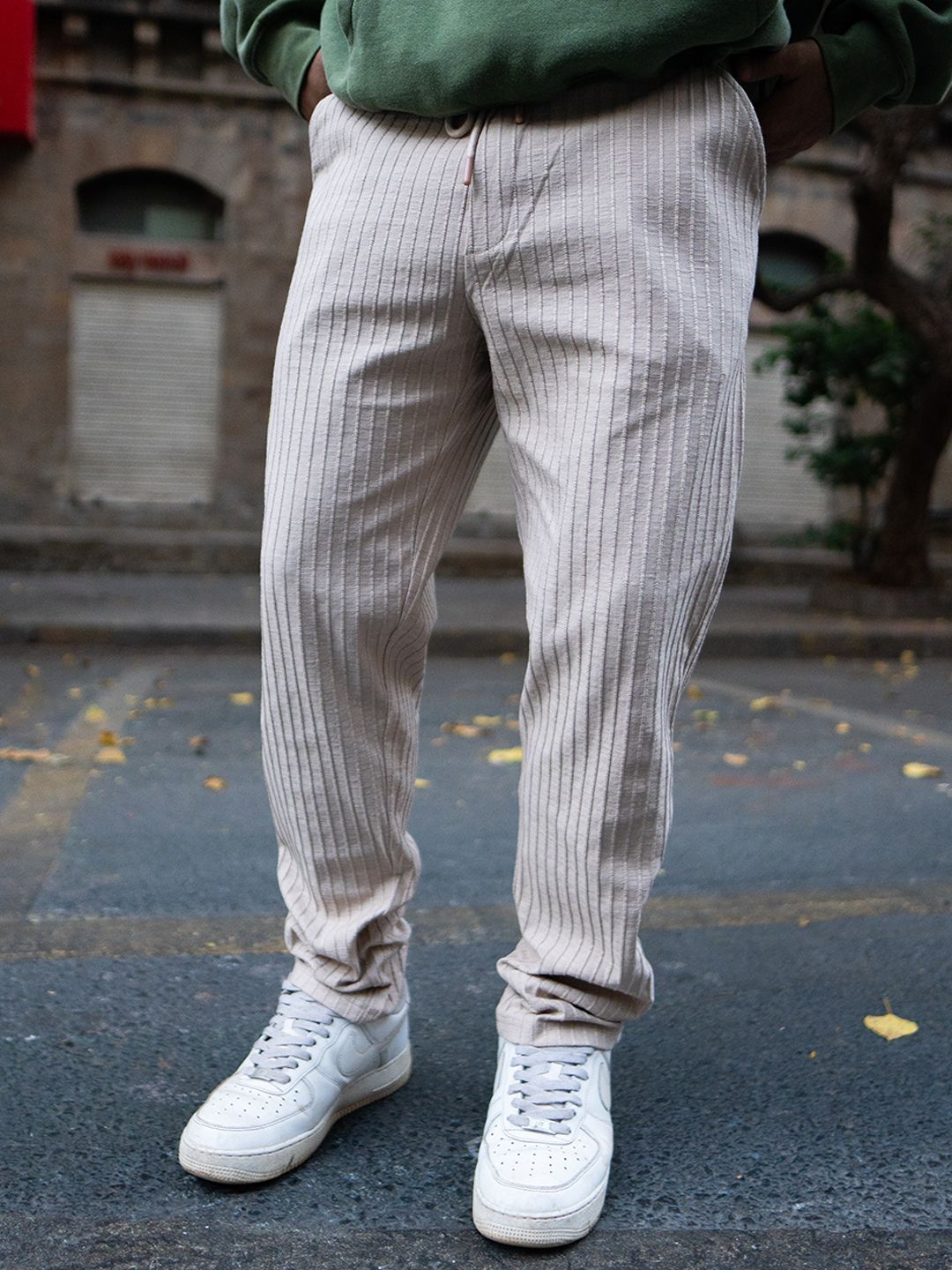Powerlook Men Beige Regular Fit Crushed Drop Needle Track Pant