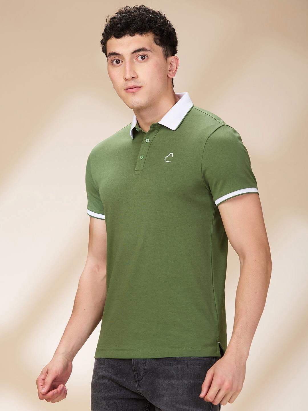 Being Human Men Solid Polo Collar Cotton Slim Fit T-shirt