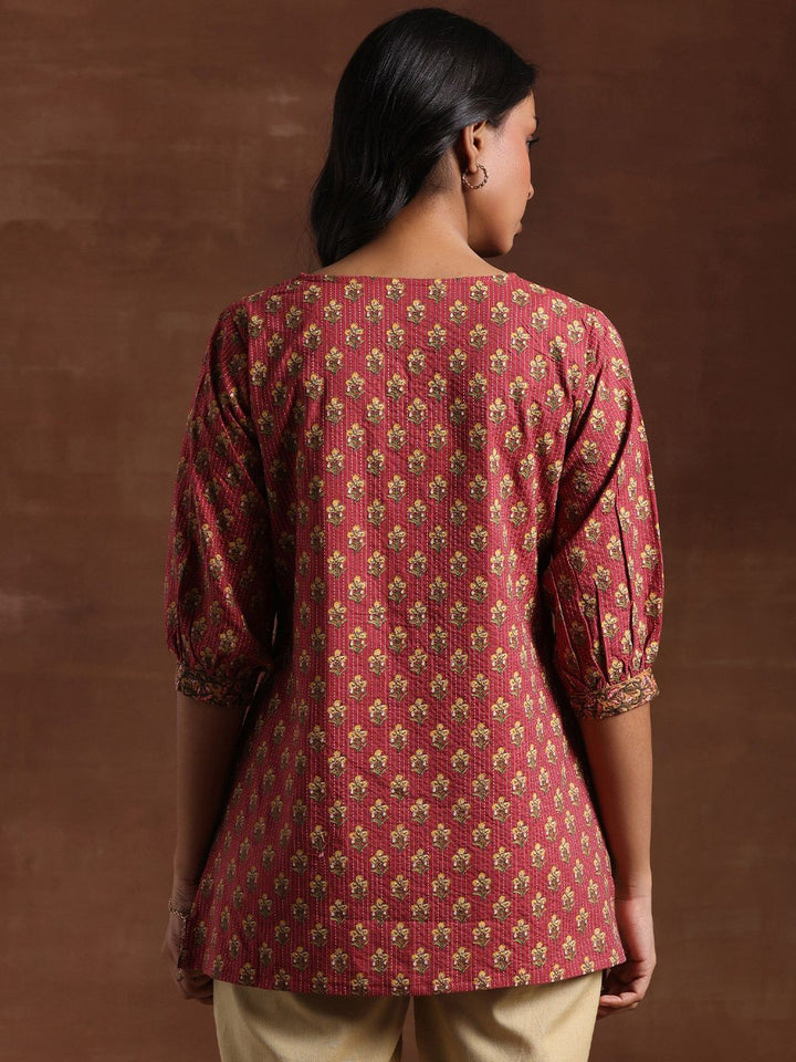 Libas Floral Printed Mirror Work Mirror Work Anarkali Kurti