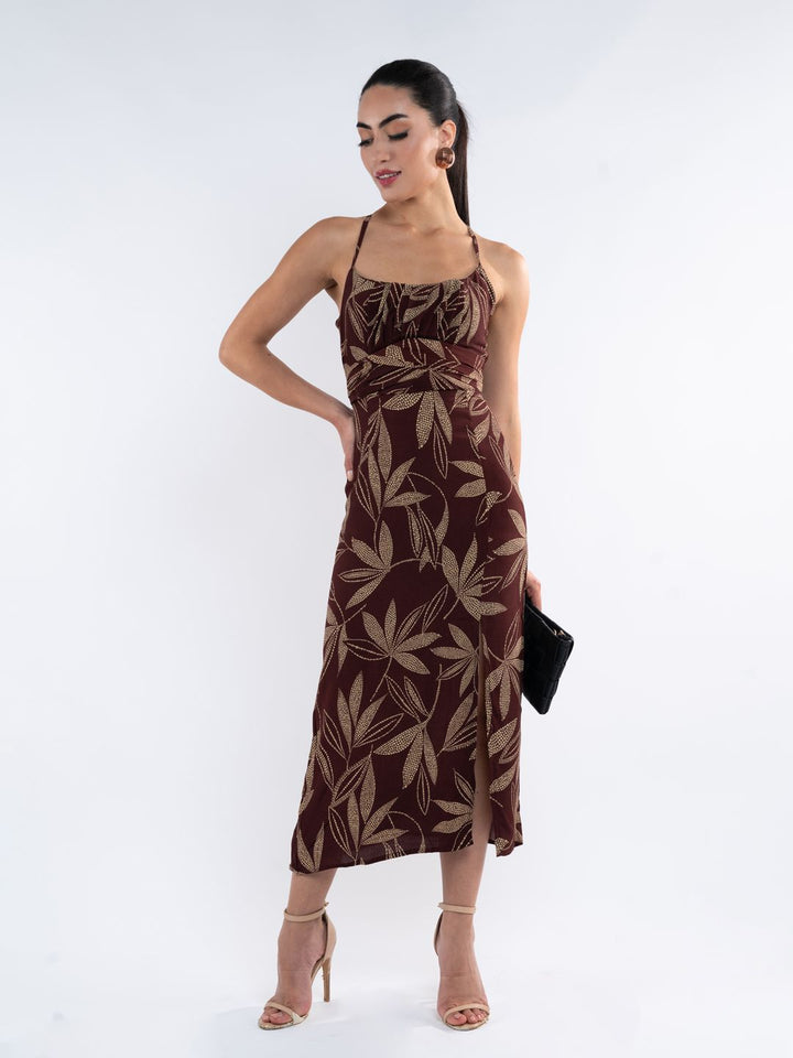 Dressberry Tropical Print A-Line Midi Dress
