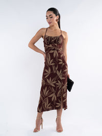 Dressberry Tropical Print A-Line Midi Dress