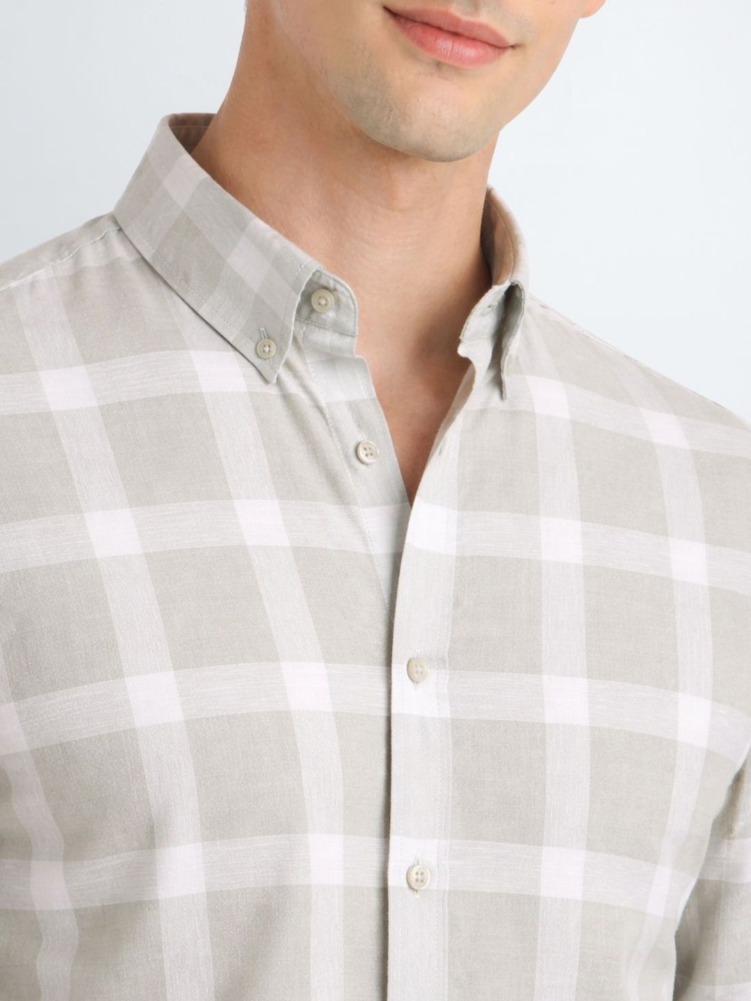 ADRO Men Standard Windowpane Checks Checked Casual Shirt