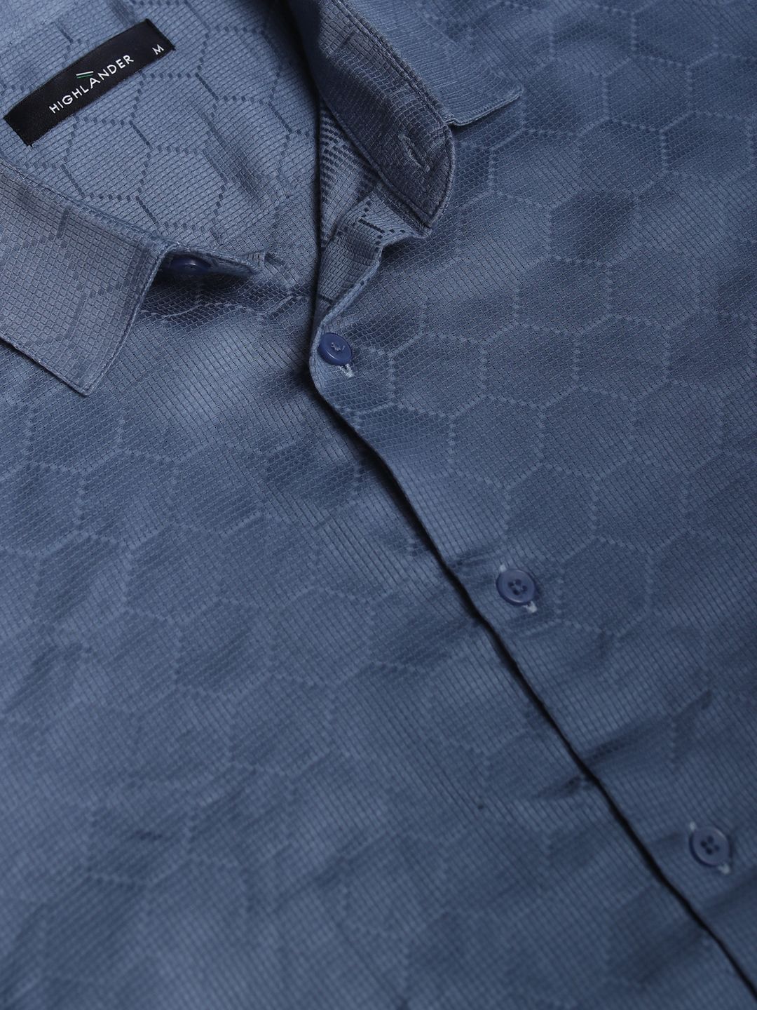 HIGHLANDER Men Dobby Textured Solid Occasion Shirt
