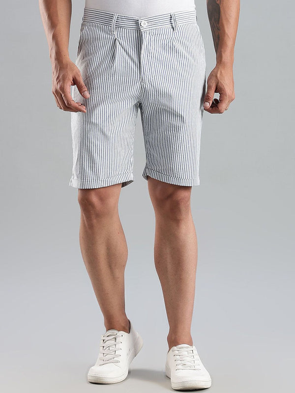 Thomas Scott Men Striped Mid-Rise Cotton Regular Shorts