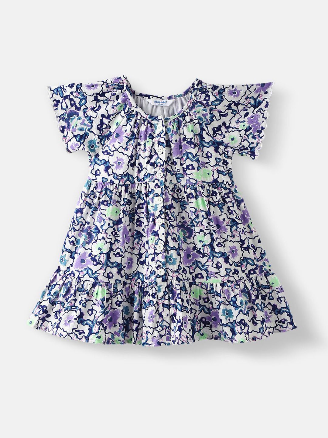 Nauti Nati Girls Floral Printed Knee Length Dress