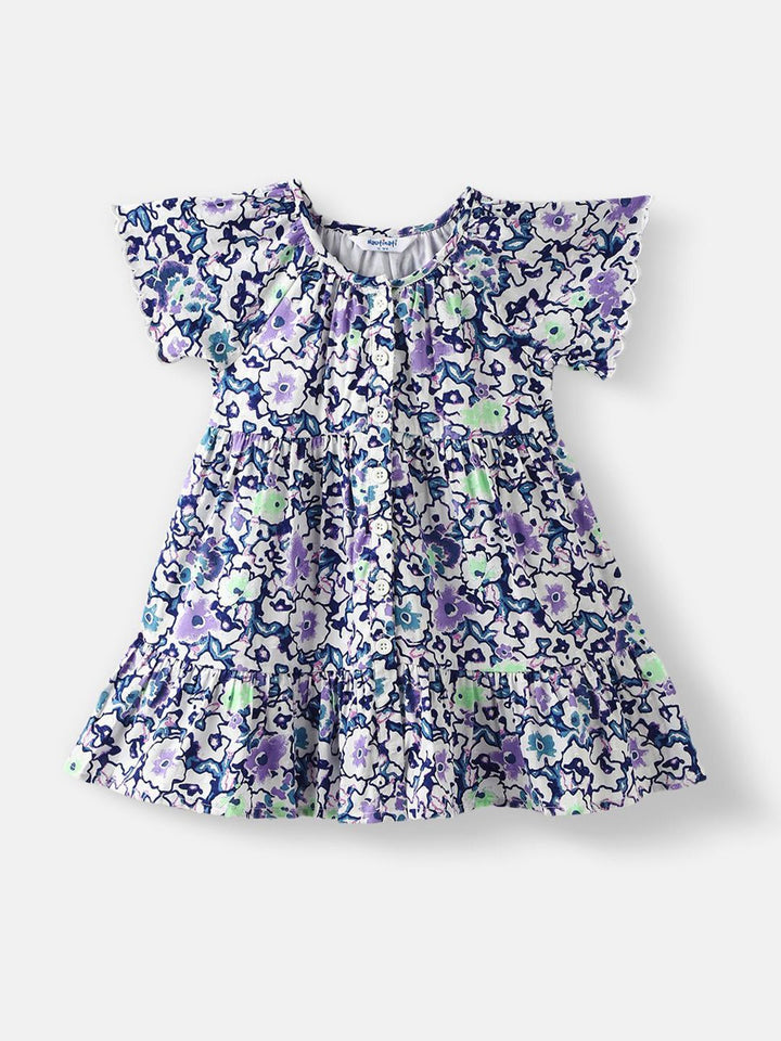 Nauti Nati Girls Floral Printed Knee Length Dress