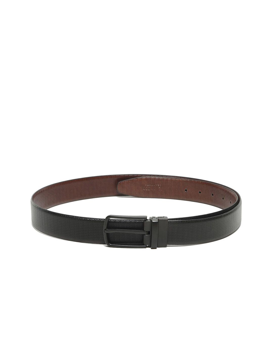 Teakwood Leathers Men Textured Leather Reversible Formal Belt
