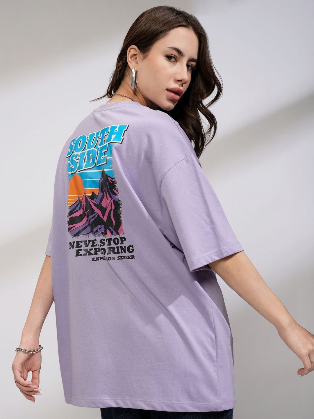 Street By Tokyo Talkies Women Oversized Chest Printed T-shirt