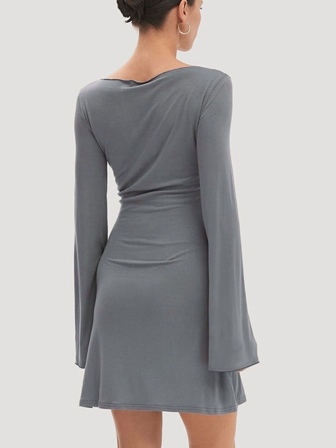 DressBerry Women Boat Neck Bell Sleeves Bodycon Dress