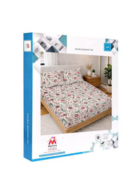 Myntra Elegant Homes Beige & Pink Floral 300 TC King Double Bedsheet dengan 2 Sarung Bantal