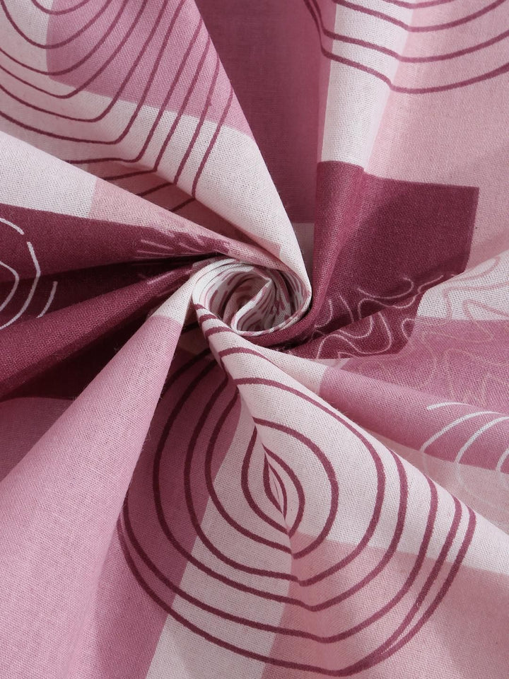 KLOTTHE Pink Geometric Cotton Single Bedsheets