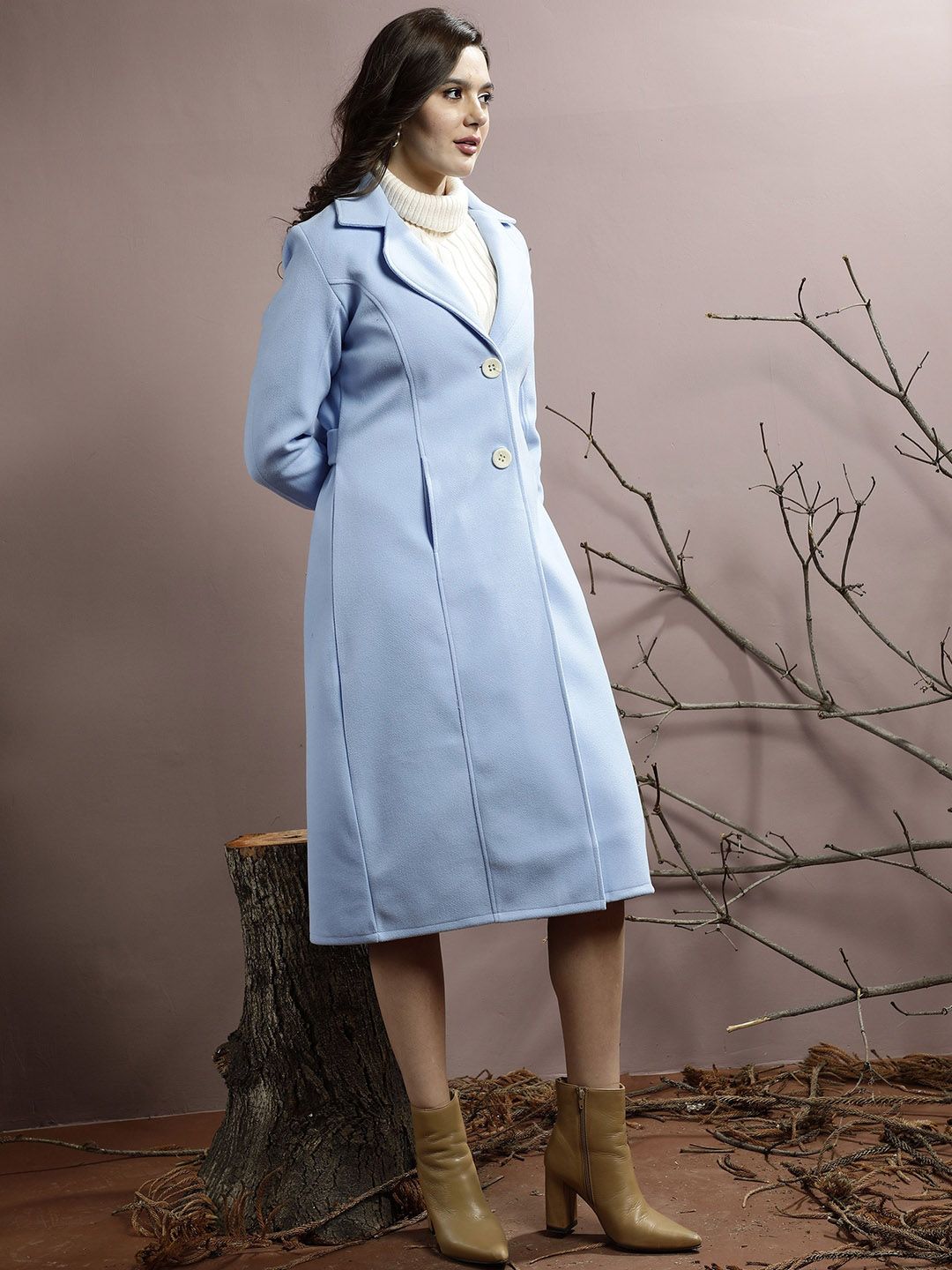 Athena Women Notched Collar Longline Over Coat
