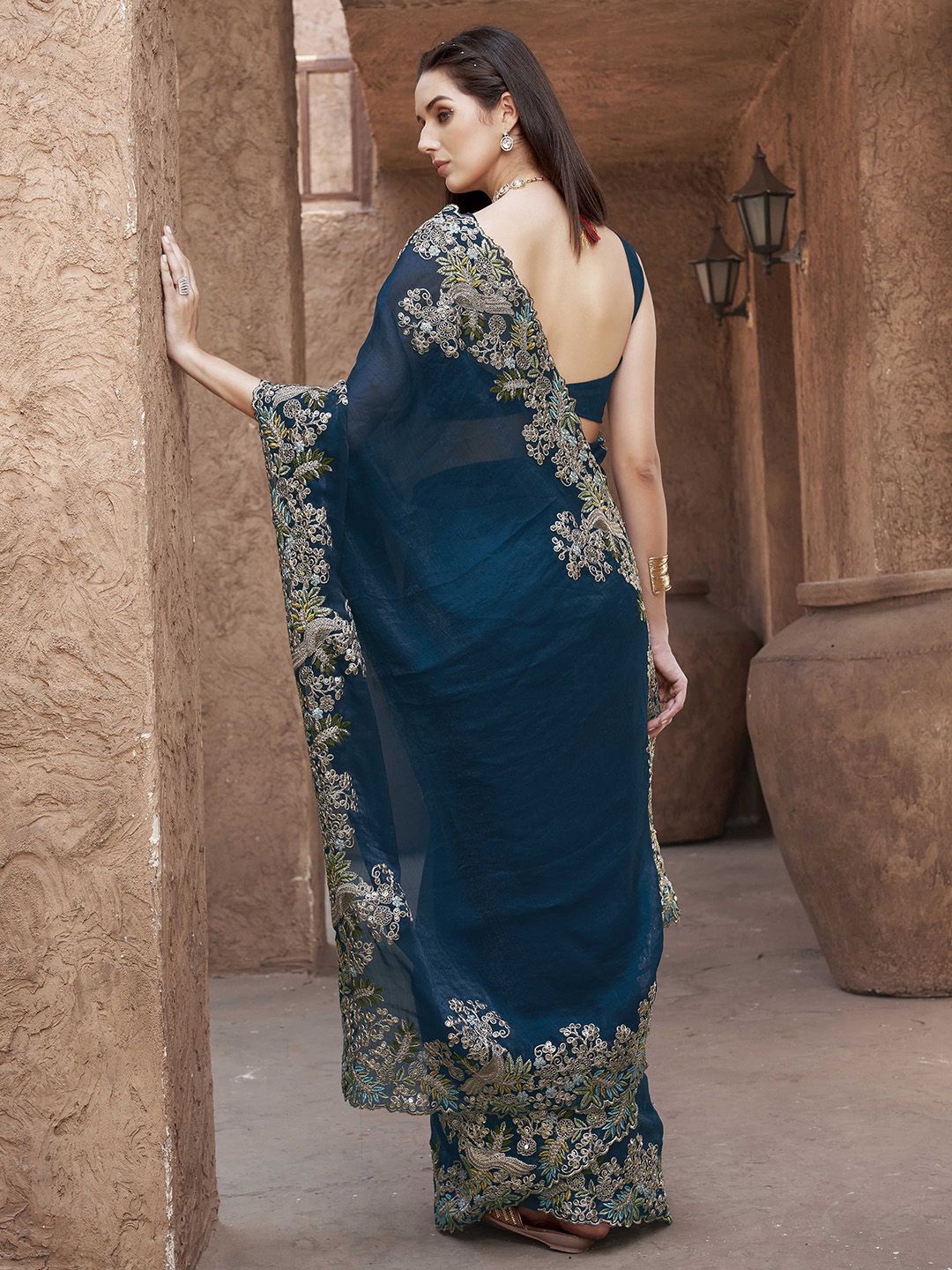 Tikhi Imli Sequinned Poly Chiffon Saree