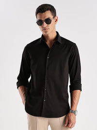 ADRO Men Slim Fit Solid Satin Casual Shirt