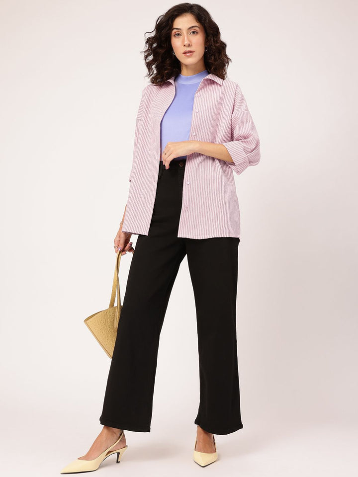 DressBerry Freedom Fit Striped Textured Longline Shirt