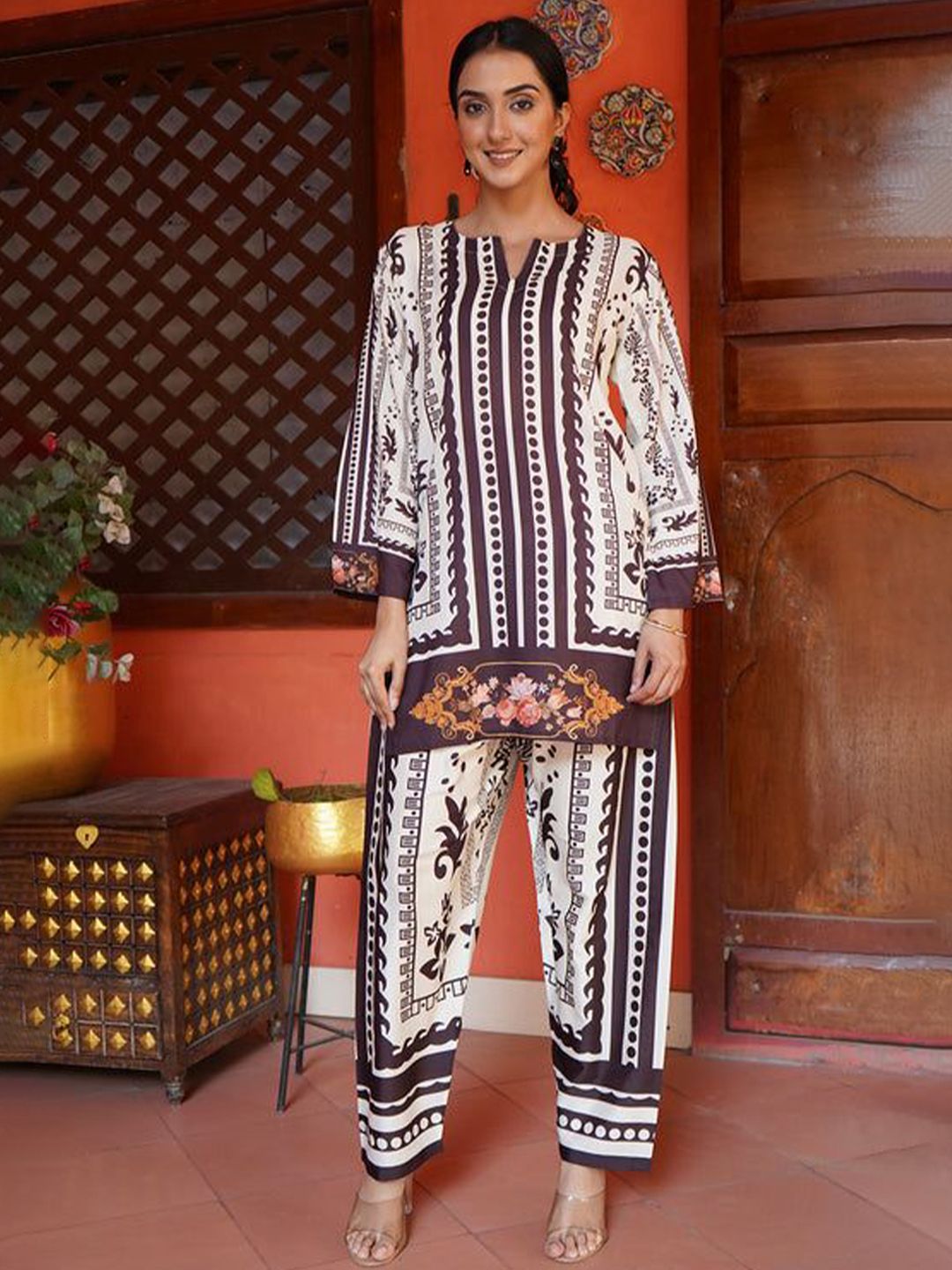 HOUSE OF KARI Printkari Floral Printed Tunic with Palazzo