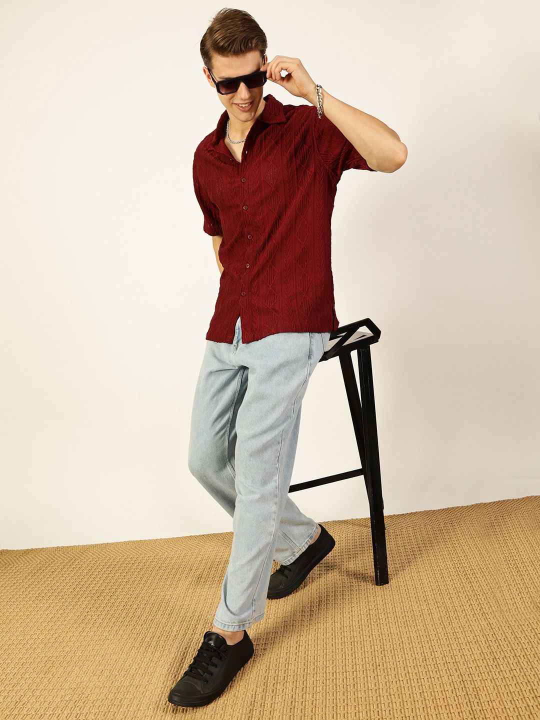 Thomas Scott Men Premium Semi Sheer Casual Shirt