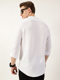 Thomas Scott Men Classic Mandarin Collar Solid Slim Fit Casual Shirt