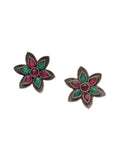 Anouk Silver-Plated Stone Studded Floral Shaped Studs