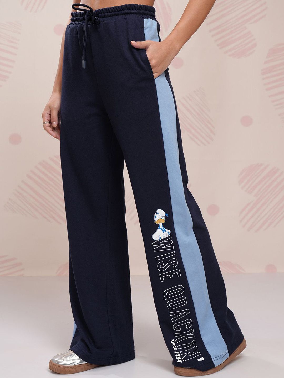 Tokyo Talkies Women Typography Printed Flared Flat Front High Rise Trousers