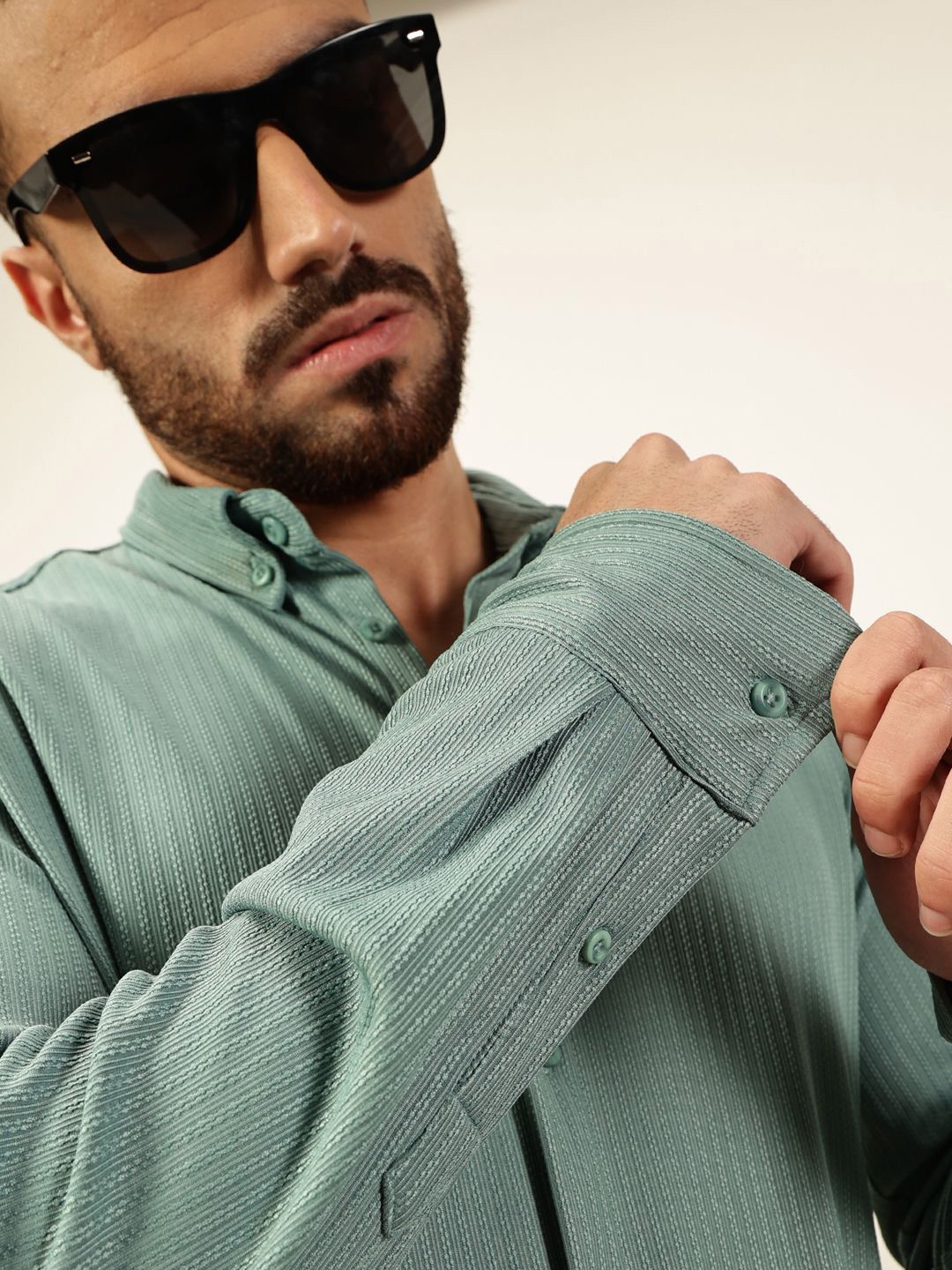 Thomas Scott 
Men Premium Slim Fit Vertical Stripes Textured Casual Shirt