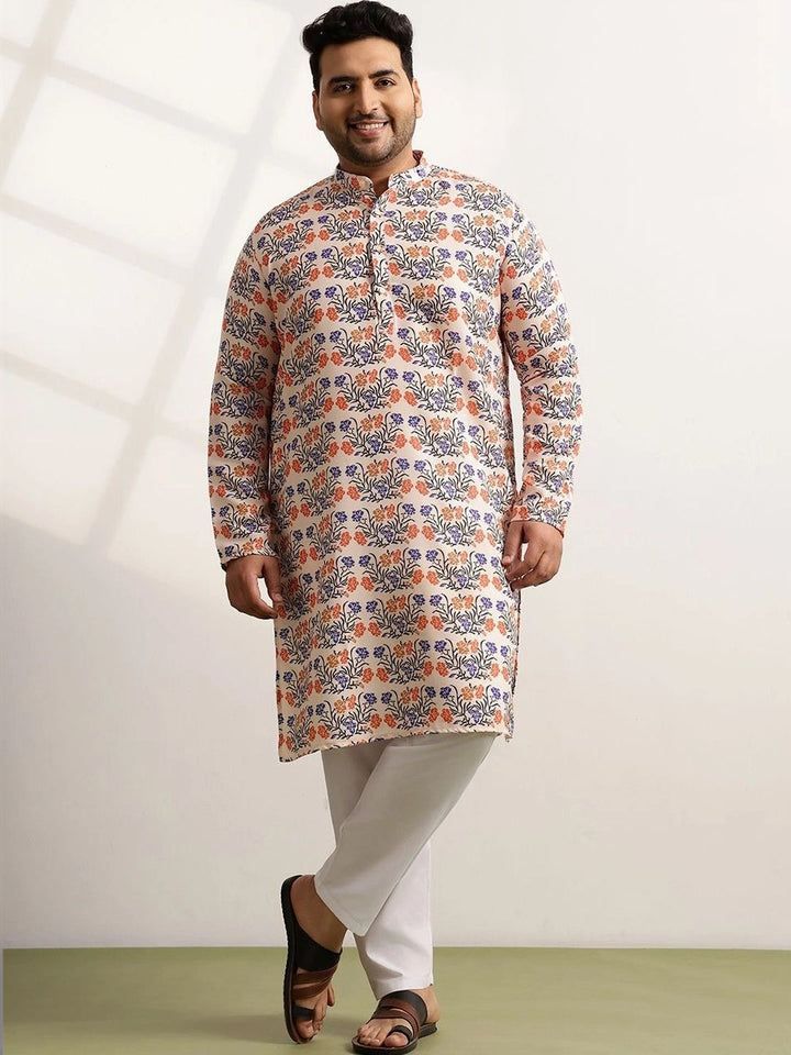 SOJANYA PLUS Men Floral Printed Floral Kurta