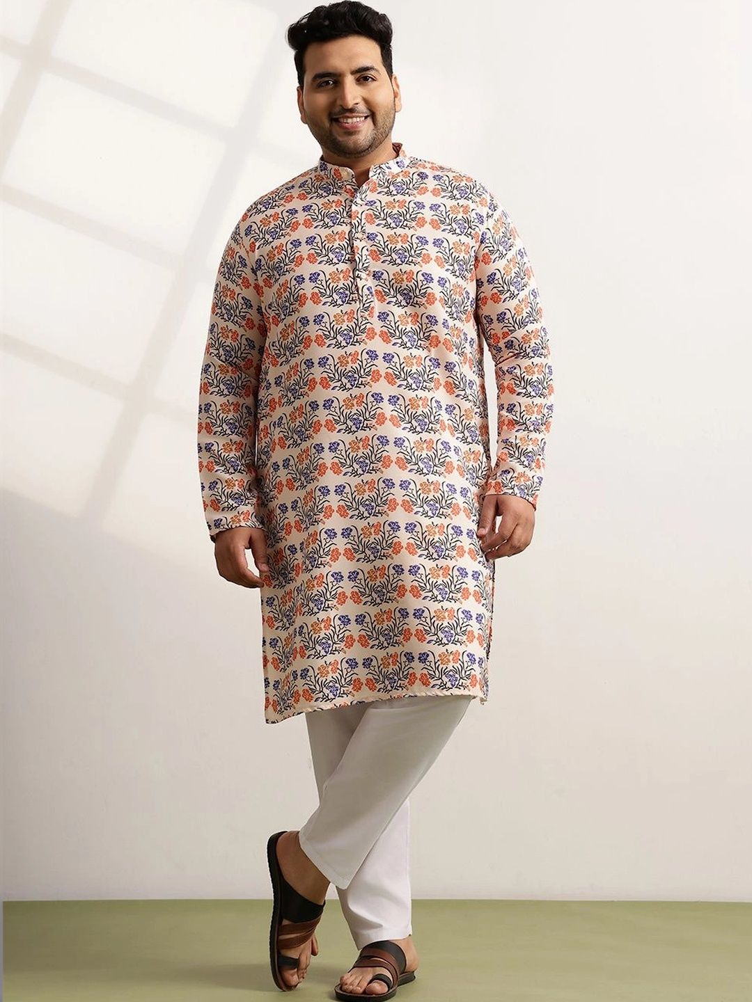 SOJANYA PLUS Men Floral Printed Floral Kurta